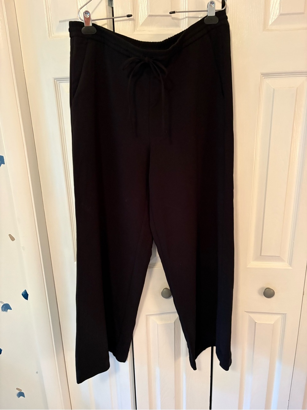 Black Wide-Leg Drawstring Trousers